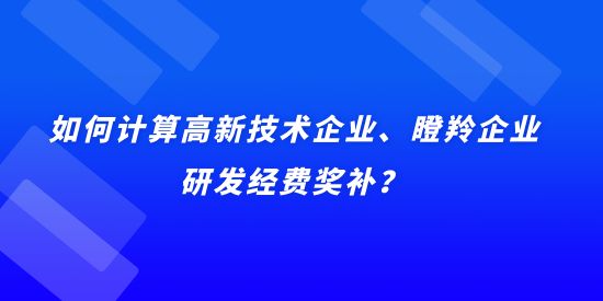 如何計算高新技術企業(yè)、瞪羚企業(yè)研發(fā)經費獎補？用實際例子說明